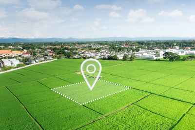 Parzelle mit Positionsmarker