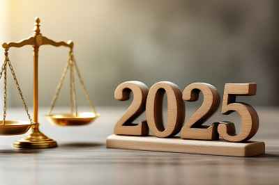 Justiz-Waage und Jahreszahl 2025